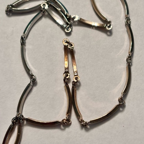 8” Long  Silver  & Gold Chain Necklace Vintage - Picture 6 of 6